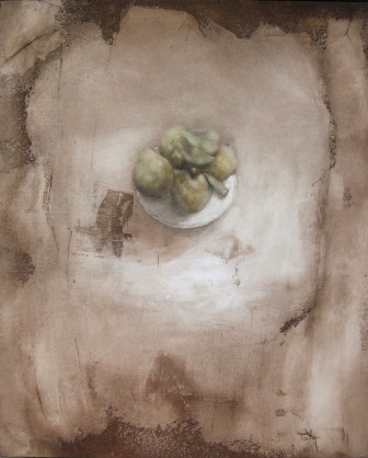 &quot;Bodegón con frutas&quot;, mixta s / t, 73 x 60 cm.